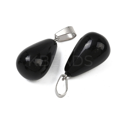 Natural Obsidian Pendants G-S364-072P-03-1