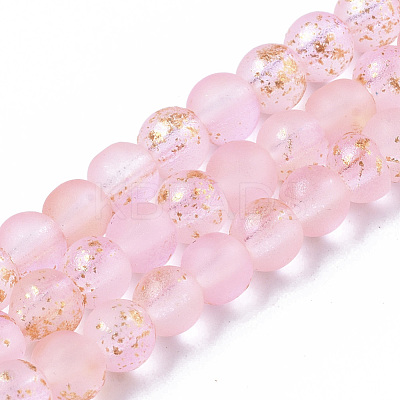Frosted Spray Painted Glass Beads Strands GLAA-N035-03A-C06-1