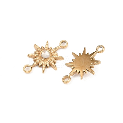 304 Stainless Steel Micro Pave Cubic Zirconia Connector Charm ZIRC-F147-02G-03-1