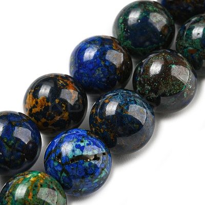 Natural Azurite Beads Strands G-P503-10MM-09-1