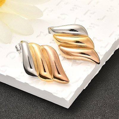 304 Stainless Steel Two Tone Stud Earrings EJEW-F355-04M-04-1