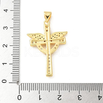 Brass Micro Pave Cubic Zirconia Pendants KK-U053-17G-02-1