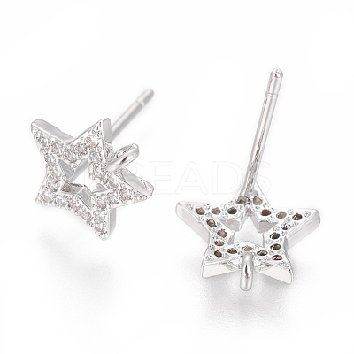 Brass Stud Earring Findings ZIRC-O034-17P-1