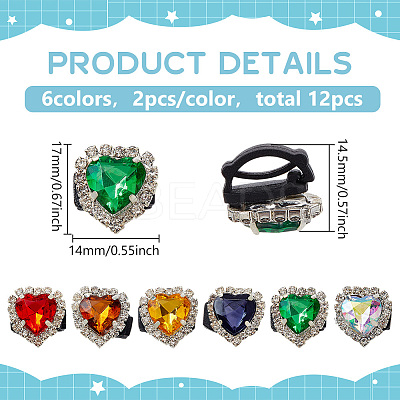 12Pcs 6 Colors Heart Acrylic with Plastic Ornament Accessories DIY-FG0006-56-1