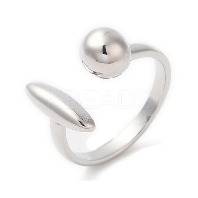 Brass Oval & Round Open Cuff Rings for Women RJEW-G288-03P-1
