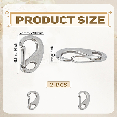 2Pcs 304 Stainless Steel Push Gate Snap Keychain Clasp Findings STAS-LP0005-53-1