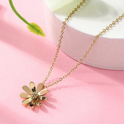 304 Stainless Steel Flower Pendant Necklaces for Women NJEW-A045-16G-1