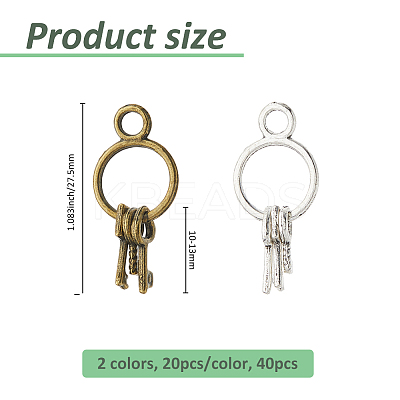 40Pcs 2 Colors Tibetan Style Alloy Pendants FIND-FH0010-58-1