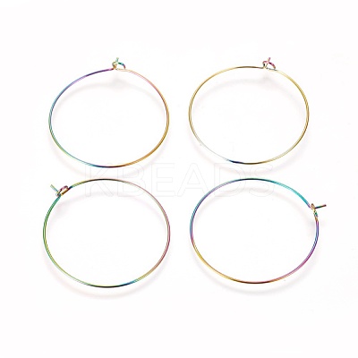 Ion Plating(IP) 304 Stainless Steel Hoop Earrings Findings STAS-F217-09-B-1