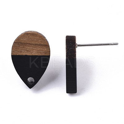 Resin & Walnut Wood Stud Earring Findings X-MAK-N032-002A-B01-1