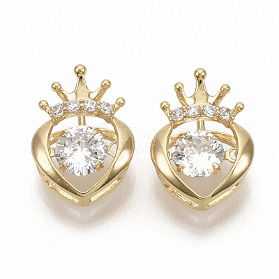 Brass Micro Pave Clear Cubic Zirconia Charms ZIRC-T011-20G-NF-1