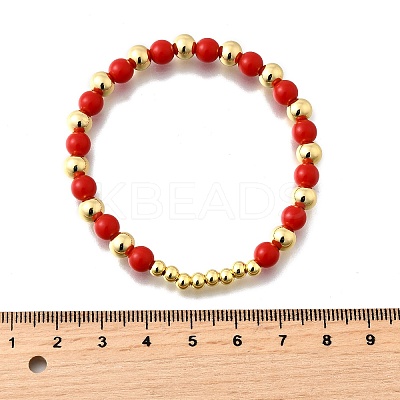 ABS Imitation Pearl Round Beads Stretch Bracelets for Women BJEW-D317-12A-G-1