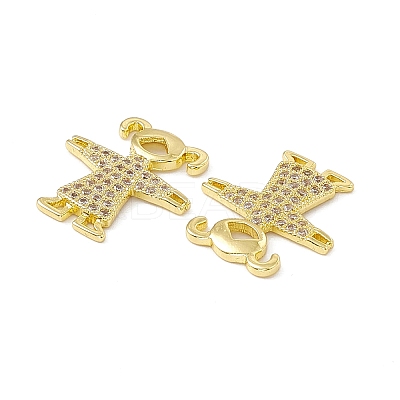 Brass Micro Pave Clear Cubic Zirconia Connector Charms KK-E068-VC084-1