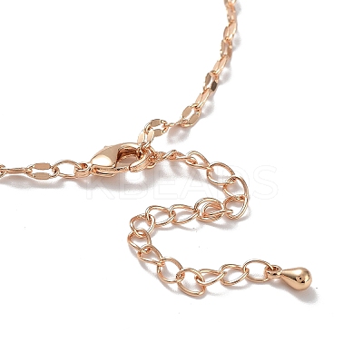 Glass Heart & Square Pendant Necklace with Brass Dapped Chains NJEW-A015-13KCG-1
