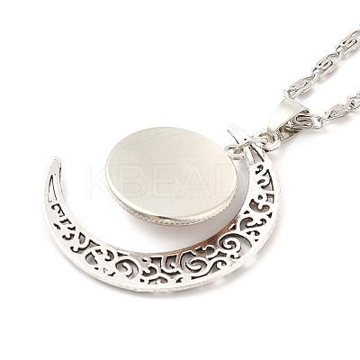 Glass Religion Fairy with Crescent Moon Pendant Necklace NJEW-P270-01D-1