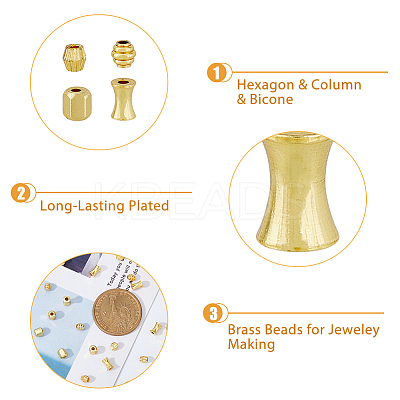 80Pcs 4 Style Brass Beads KK-DC0002-97-1