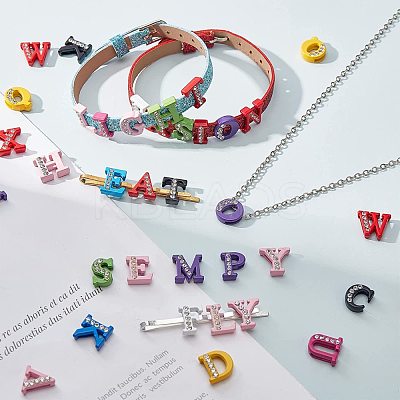 Spray Painted Zinc Alloy Slide Charms ALRI-WH0005-13B-1