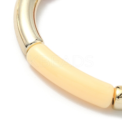 Acrylic Curved Tube Beaded Stretch Bracelet for Women BJEW-JB08438-02-1