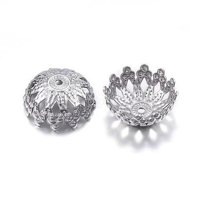 Tarnish Resistant 304 Stainless Steel Flower Fancy Bead Caps STAS-G127-03P-1