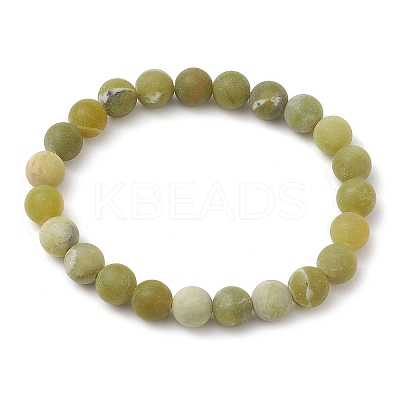 Frosted Natural TaiWan Jade Round Beaded Stretch Bracelets for Women Men BJEW-JB11478-02-1