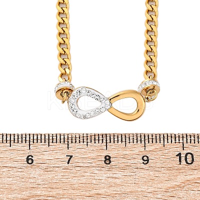 304 Stainless Steel with Polymer Clay Rhinestones Infinity Pendant Necklaces for Women NJEW-Z065-04G-1