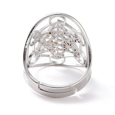 Non-Tarnish 304 Stainless Steel Star of David Adjustable Ring RJEW-P037-05P-1