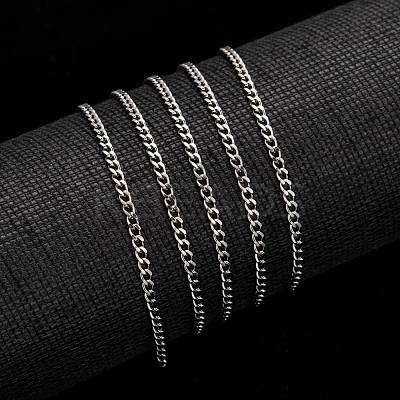 Non-Tarnish 3.28 Feet 304 Stainless Steel Curb Chains X-CHS-P003-05P-1