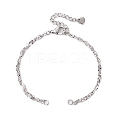 2Pcs 2 Colors 304 Stainless Steel Singapore Chain Bracelet Makings AJEW-JB01322-1