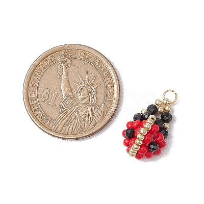 Glass Seed Beads Ladybird Pendants PALLOY-MZ00453-1
