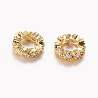 Brass Cubic Zirconia European Beads ZIRC-F001-109G-1