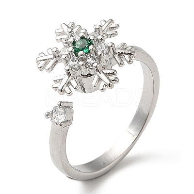 Rotatable Cubic Zirconia Snowflake Open Ring LS-RJEW-Q776-04P-1