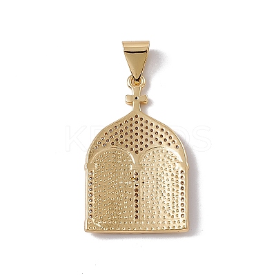 Brass Micro Pave Clear Cubic Zirconia Pendants KK-G439-15G-1