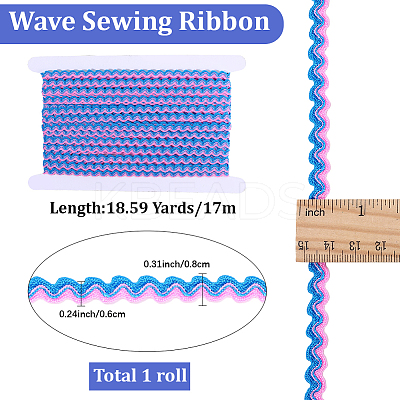 1 Roll Polyester with Paillette Wavy Fringe Trim Ribbon OCOR-GF0005-72C-1
