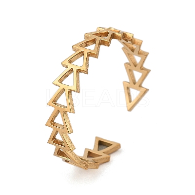 Triangle 304 Stainless Steel Open Cuff Ring for Women RJEW-M049-01G-04-1