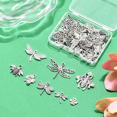 32Pcs 8 Style Tibetan Style Alloy Pendants TIBEP-FP0001-08-1