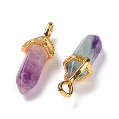 Natural Colorful Fluorite Pointed Pendants G-K329-68G-1