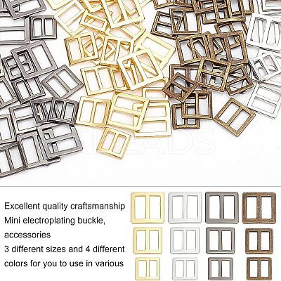 120Pcs 12 Style Alloy Slide Buckles FIND-FG0001-37-1