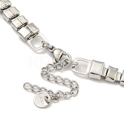Non-Tarnish 304 Stainless Steel Rectangle & Round Ball Link Chain Necklaces NJEW-S431-03P-1