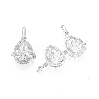 Rack Plating Brass Locket Pendants KK-N245-002S-1