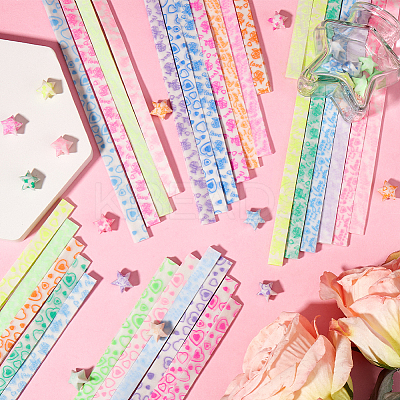 630Pcs 3 Colors Luminous Lucky Star Origami Paper DIY-SC0027-37-1