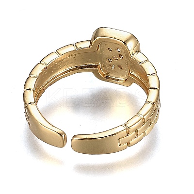 Brass Micro Pave Clear Cubic Zirconia Cuff Rings LS-RJEW-H538-02G-S-1