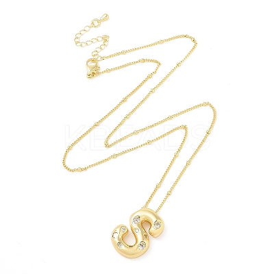 Brass Micro Pave Clear Cubic Zirconia Pendant Necklaces NJEW-Z038-01G-S-1