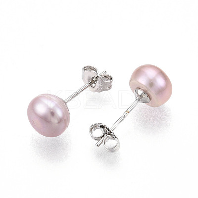 Pearl Ball Stud Earrings EJEW-Q701-01B-02-1