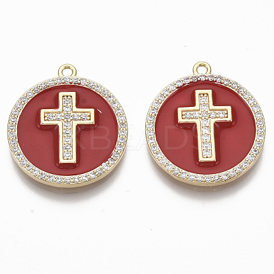 Brass Micro Pave Cubic Zirconia Pendants KK-R130-035-02G-NF-1