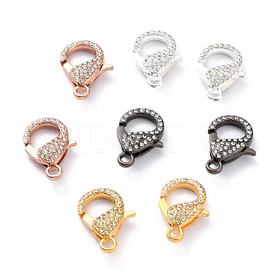 Alloy Rhinestone Lobster Claw Clasps PALLOY-L166-01-1