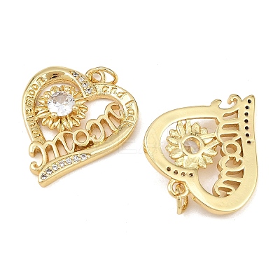 Mother's Day Brass Micro Pave Cubic Zirconia Pendants KK-L251-06G-02-1