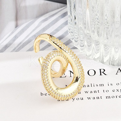 Brass Micro Pave Clear Cubic Zirconia Cuff Rings for Women Men RJEW-Z080-04G-1