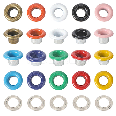 200 Sets 10 Colors Iron Grommet Eyelet Findings SCRA-GF0001-10B-05-1