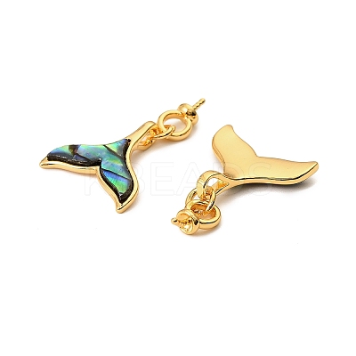 Natural Paua Shell Whale Tail Pendants KK-G538-37G-1