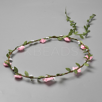 Polyester Artificial Rose Garland Headbands Hair Vine AJEW-WH20019-03D-1